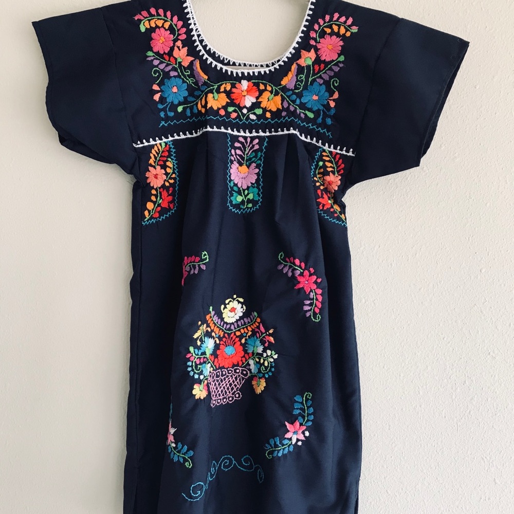 SOLD - Girls Hand Embroidered Mexican Dress NWOT